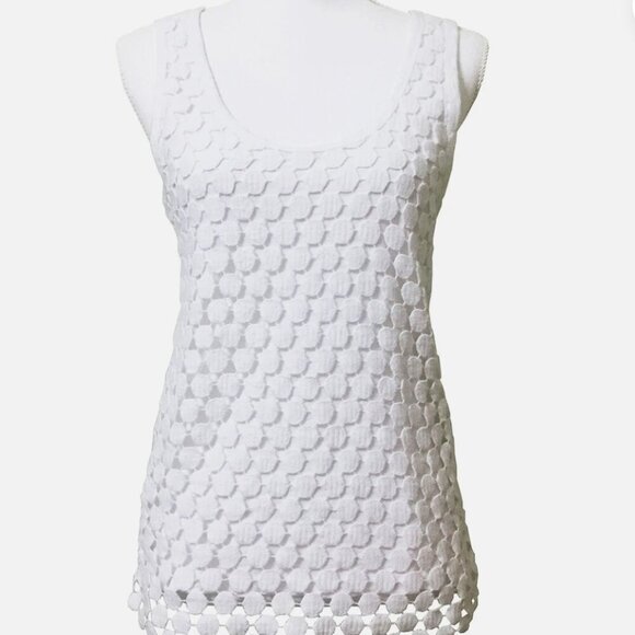 J. Crew Crochet Tank Top XS White Cotton Layered Embellished - Picture 1 of 6